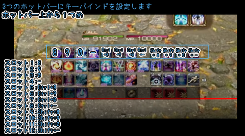 ホットバー上から1段目のキーバインド設定