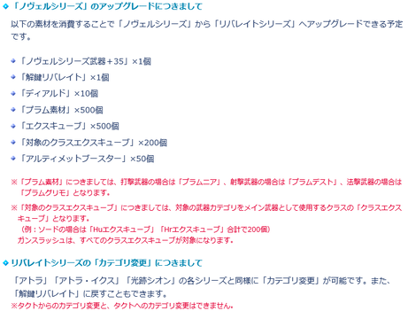 リバレイトシリーズのアップグレードについて