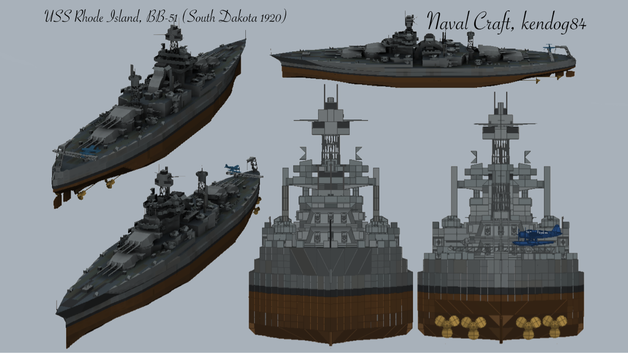 Naval Craft - Battleship USS Rhode Island, BB-51 (slightly