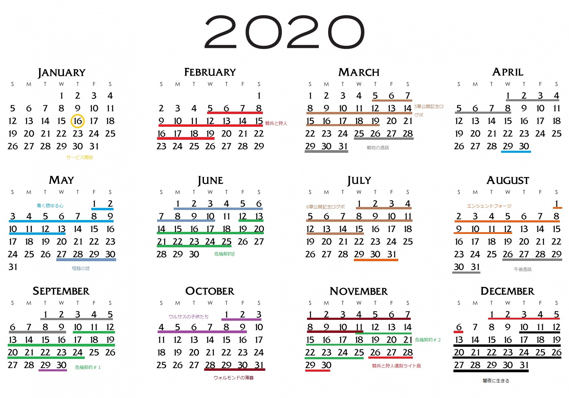 アークナイツ 去年のイベントカレンダー作ってみた 2chゲームまとめアンテナ