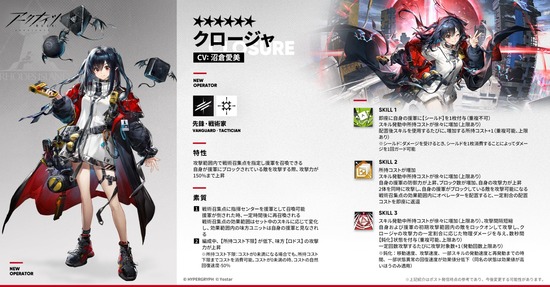 【アクナイ】新オペレーター「クロージャCV:沼倉愛美」【オペレーター紹介】