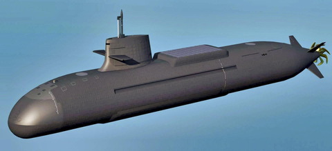 Perpendicular discharge system Submarine