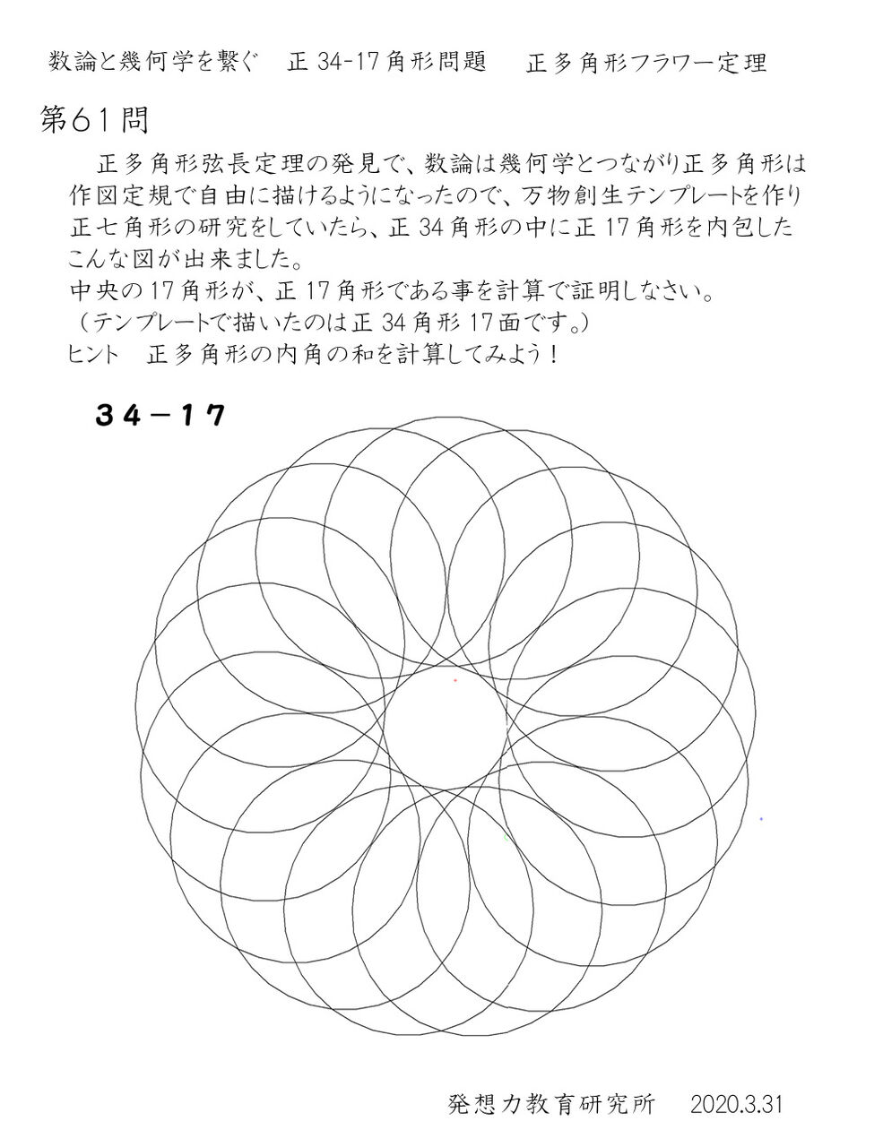 フラクタル自然数1の定義で可視化する正多角形の法則性 発想力教育研究所 素数誕生のメカニズム フラクタル自然数1の定義で可視化する正多角形の法則性 発想力教育研究所 素数誕生のメカニズム