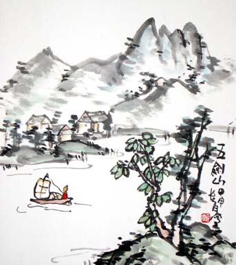 五剣山 水墨画 : 海陽町で暮してる日記。