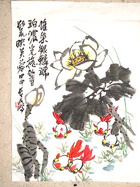 蓮と金魚を水墨画で 海陽町で暮してる日記