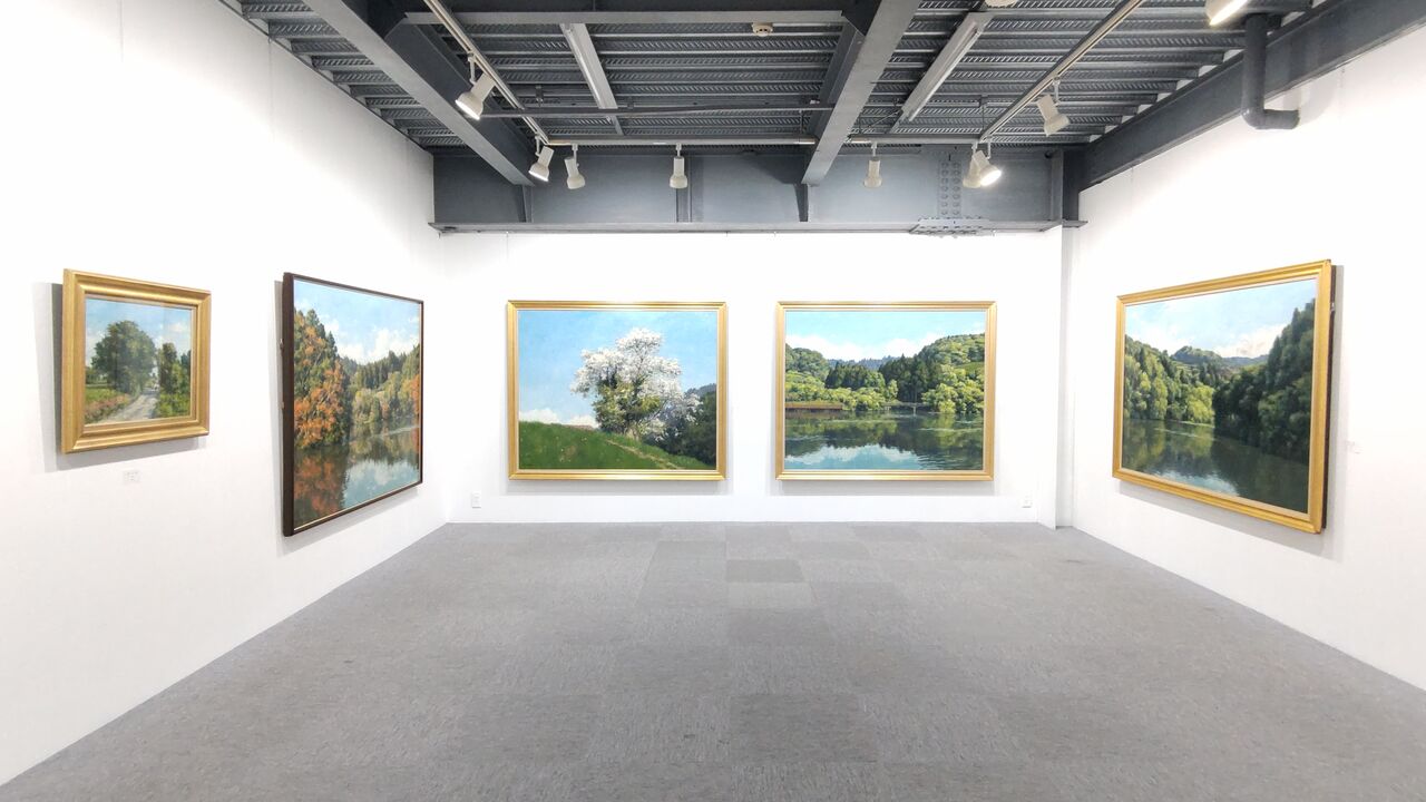 西谷之男 油彩「夏の林」額54×63cm 日展会友・白日会会員 タトウ箱付 西谷之男 油彩「夏の林」真作 額54×63cm 日展会友・