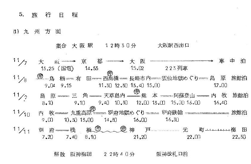 修学旅行日程 九州 旭高校14期のblog 修学旅行日程 九州 旭高校14期のblog