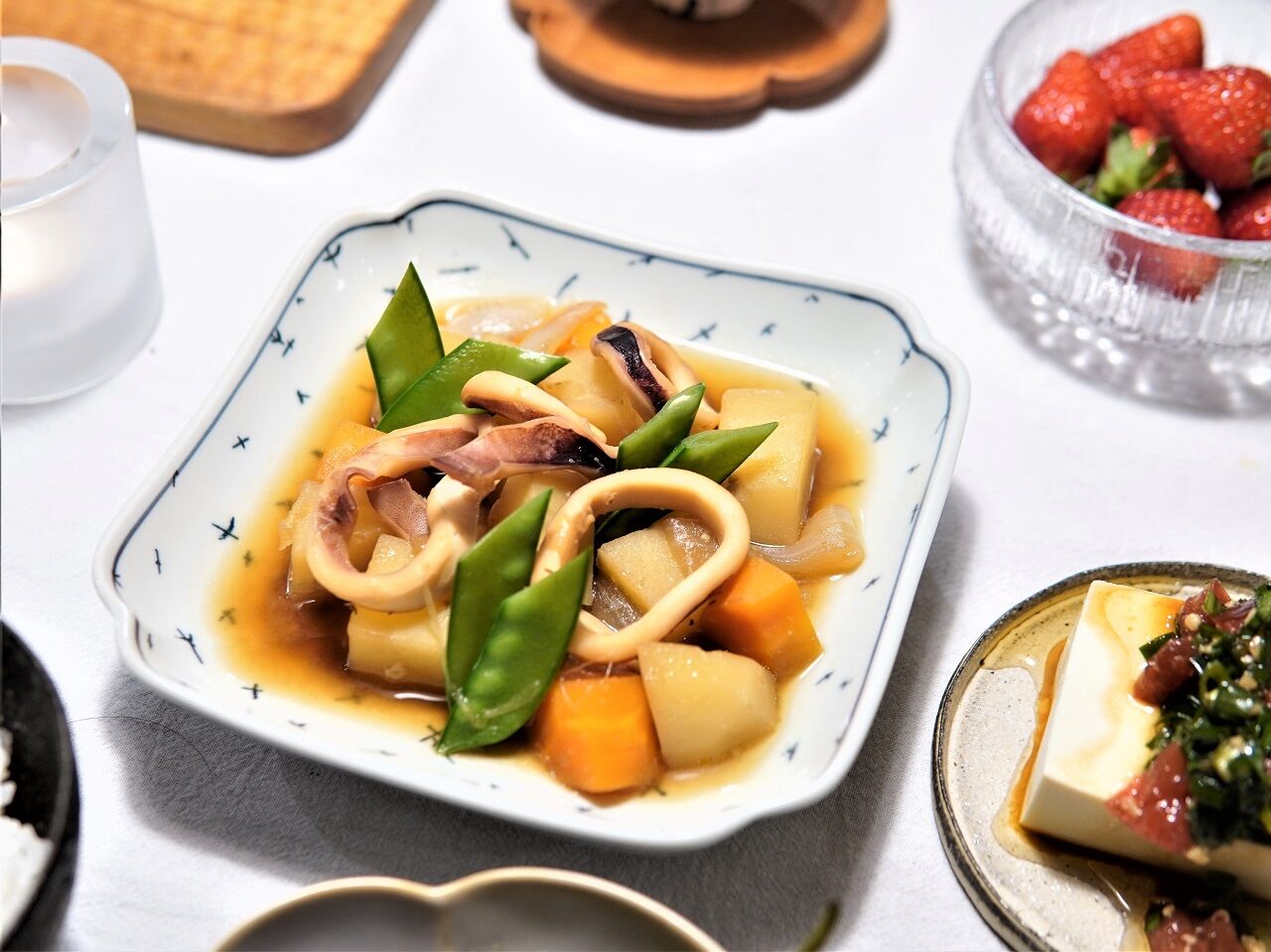 スコープ別注♪東屋「木瓜角皿」がぴったりだった和食おかずの晩御飯