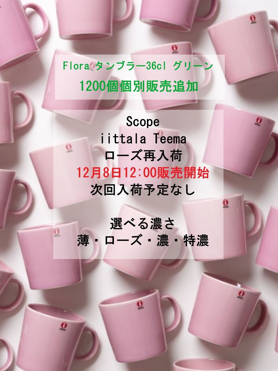 scope再販！イッタラローズ＆フローラタンブラー！マグは濃さも選べる