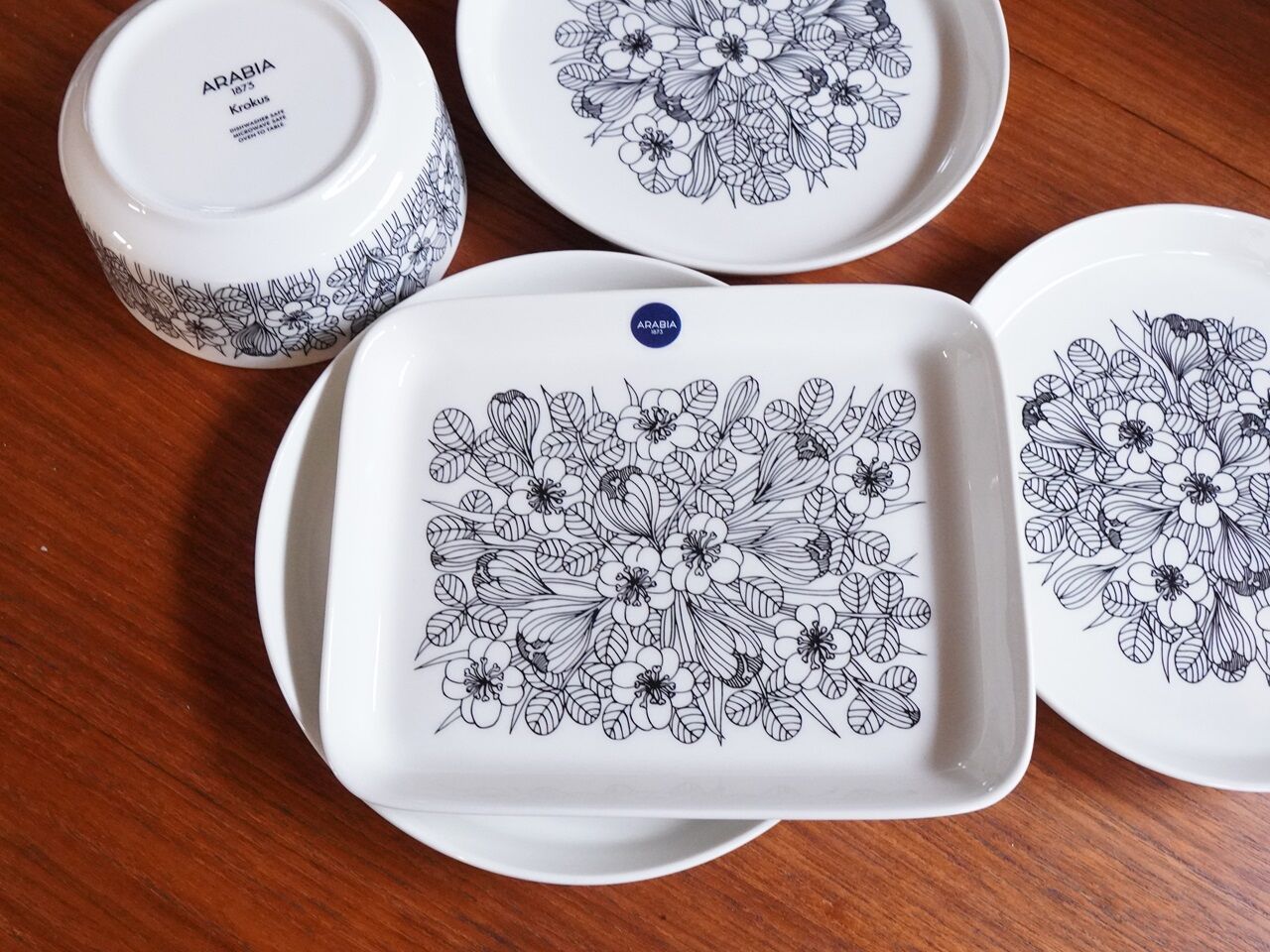 ♡アラビア　クロッカス プレート 2枚　カラー　ブラック　北欧　食器　新品 アラビアクロッカス】復刻版角皿買い足しました♪シリーズで