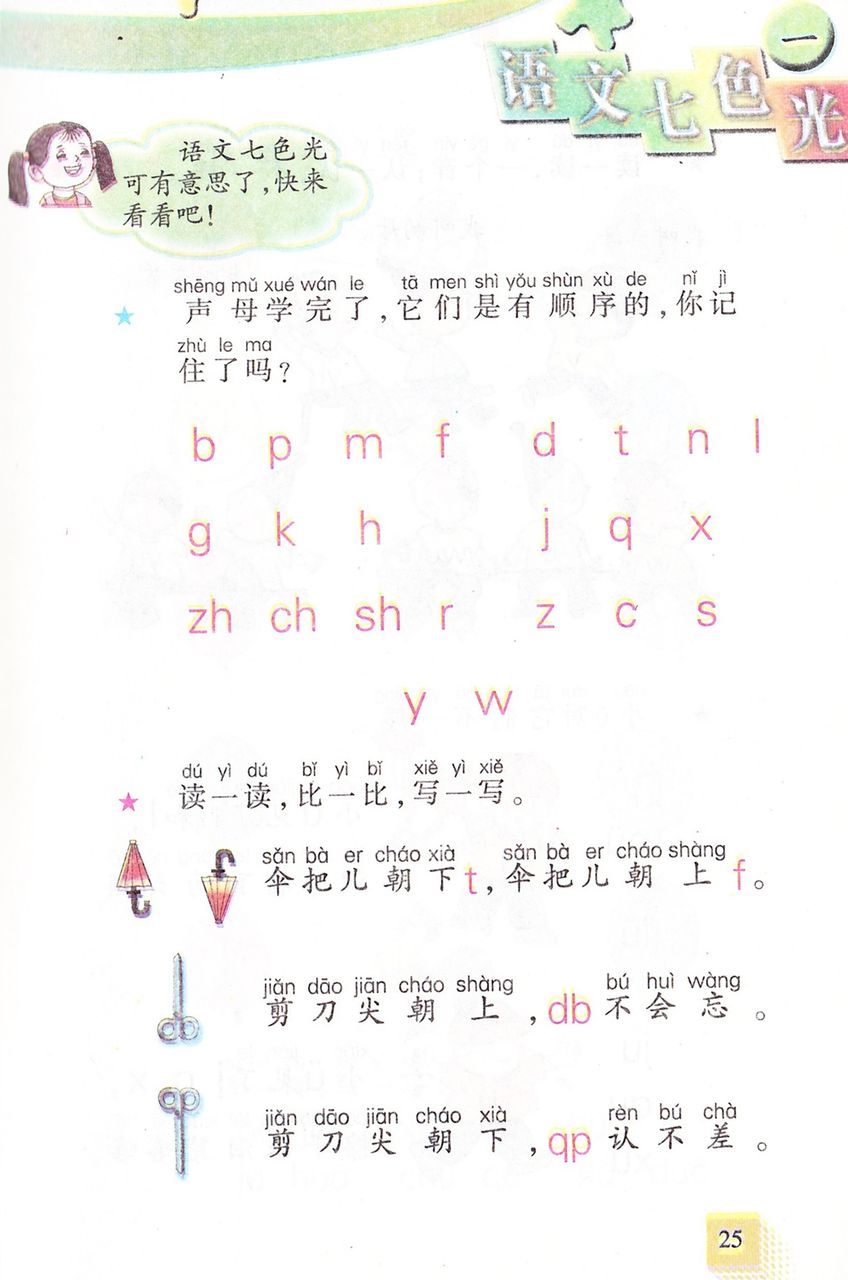 中国の小1国語教科書で中国語 语文七色光1 中国の小学校 国語 教科書で中国語を勉強