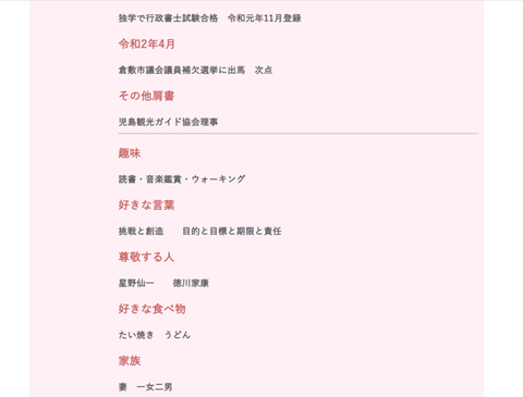 ホームページ　プロフィール