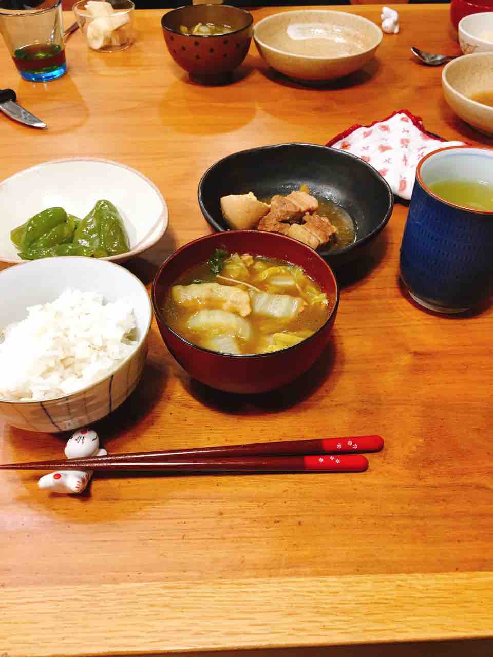 なほかさんちの毎日三食献立日記 おやつ付き 晩ごはん 豚の角煮定食 なほかさんちの毎日三食献立日記 おやつ付き 晩ごはん 豚の角煮定食