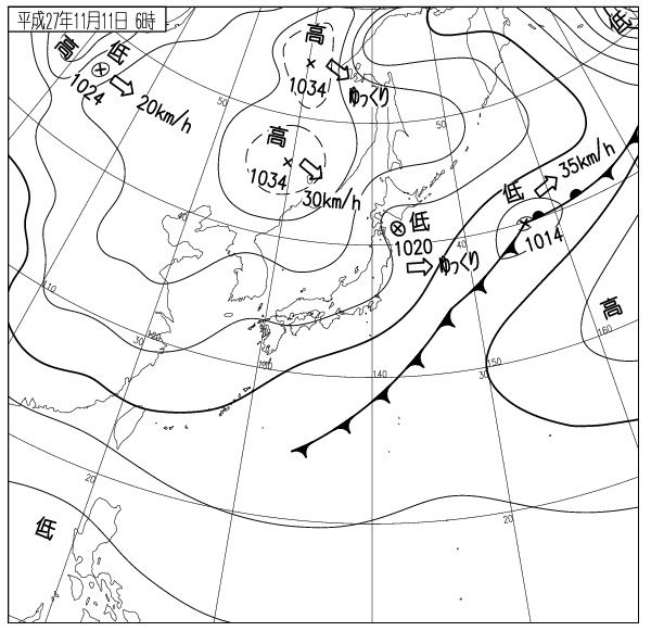 前線も離れ天気は回復へ 北海道は今日も雨が降りやすい一日 15年11月11日 ある社会人の成長日記