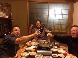 大将の実家で晩餐会