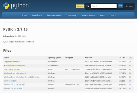 Python 2.7の最終バージョンとなる「Python 2.7.18」がリリース : 0を1にする！ 検査機メーカーになった町工場のブログ