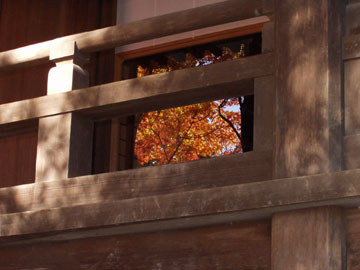 本堂に映る紅葉