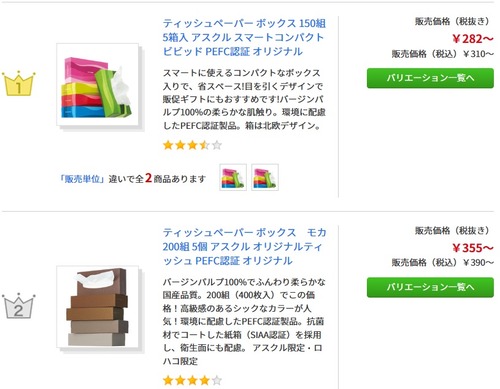 人気ティッシュ1