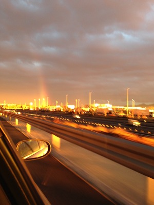虹と夕焼け