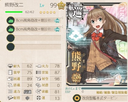 2個目の8cm高角砲改+増設機銃★10