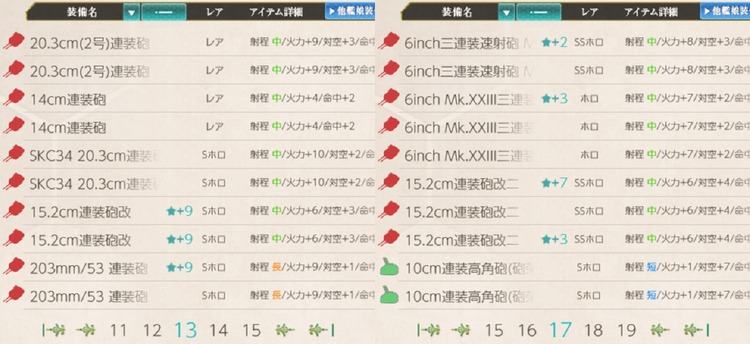 15.2cm連装砲改と15.2cm連装砲改二