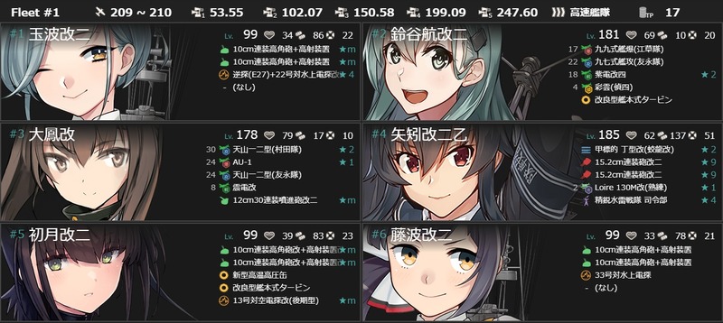 編成(#2-3/#2-5)：三十二駆「玉波改二」、出撃いたします。