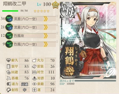 翔鶴改二甲100Lv