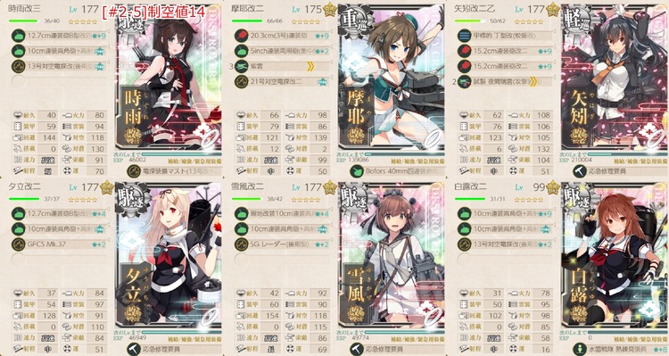 編成(#2-5):改装白露型精鋭駆逐艦「時雨改三」出撃す!