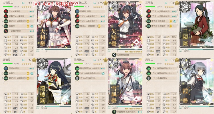 編成(#1-4/#2-5):改大和型戦艦「大和改二」、出撃せよ!