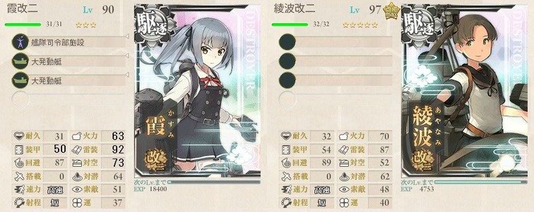 霞改二と綾波改二
