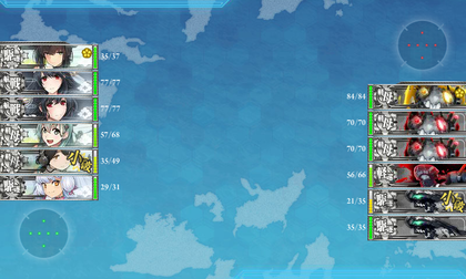 5戦目(航空戦マス)で大鷹小破