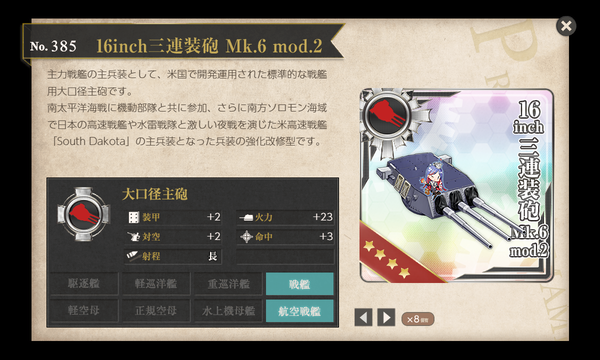 16inch三連装砲 Mk.6 mod.2