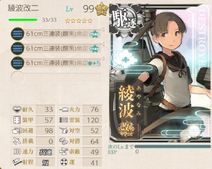 61cm三連装(酸素)魚雷後期型×3