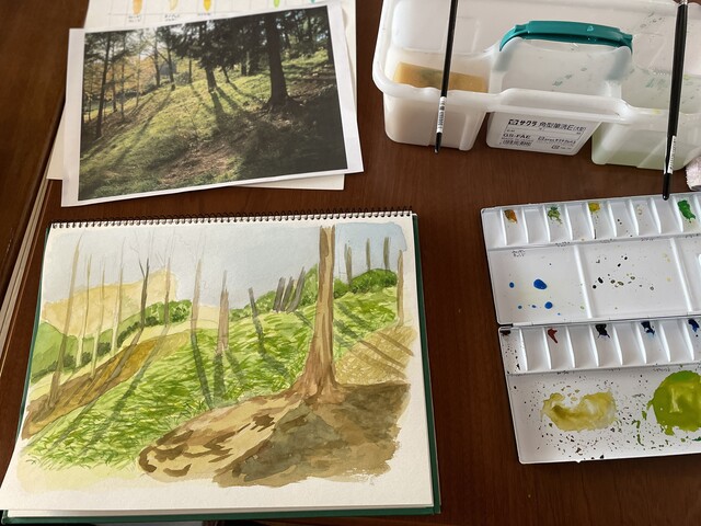 水彩画 草の影の描き方を覚えた ポッキーじゃダメダメ あすか倶楽部 セミリタイア主婦の多趣味生活