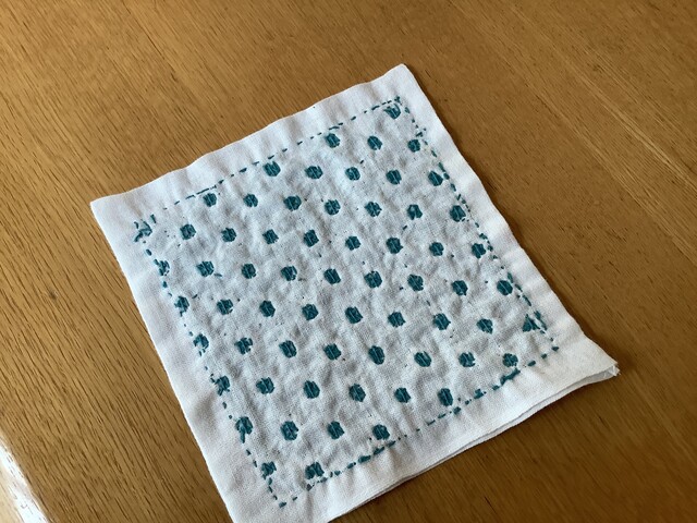 刺し子 こんぺいとう完成 隠しきれない毛もじゃ あすか倶楽部 多手芸生活と道具作り 刺し子 こんぺいとう完成 隠しきれない毛もじゃ あすか倶楽部 多手芸生活と道具作り