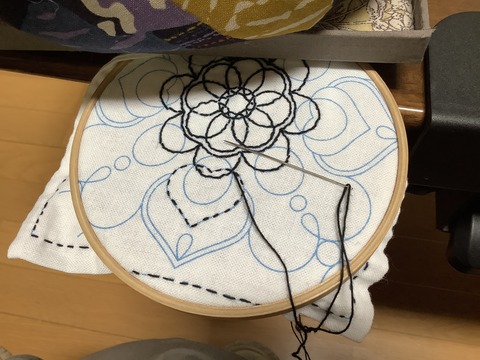 後半は刺繍枠