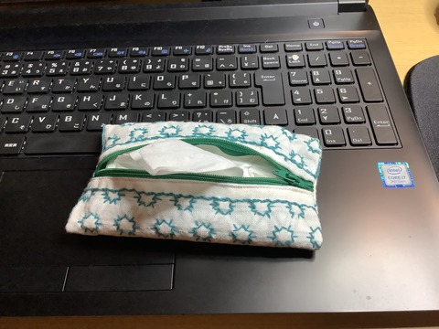 刺し子布巾でポケットティッシュケース