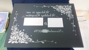 サンドブラスト作業中(ミラー裏)彫り完了色紙
