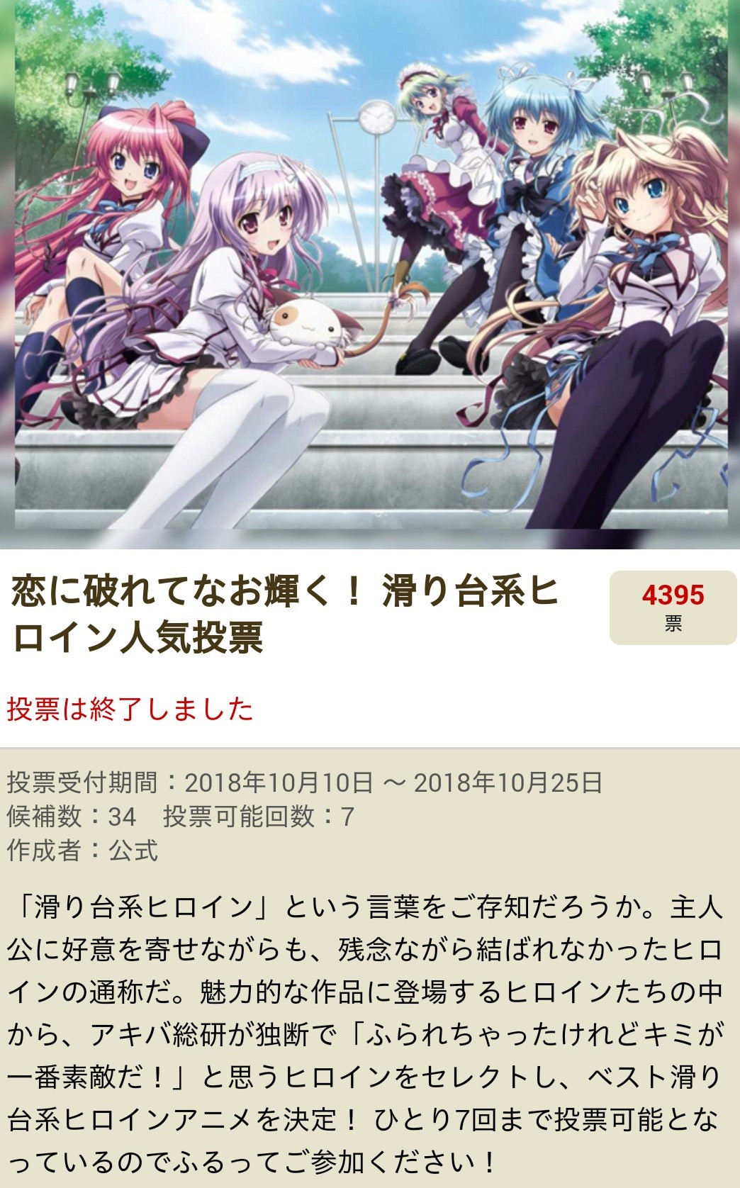 悲報 アニメ負けヒロインランキングが発表されてしまう 滑り台系ヒロイン えあ速