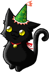 ハロウィンに使えそうな 使い魔の黒猫 のフリーイラスト素材 ことらの絵日記2