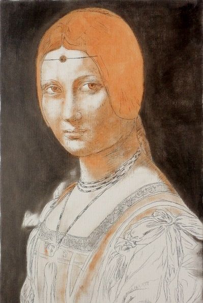 泰西名画模写画とオリジナル絵画 コレクションの作品紹介 ミラノの貴婦人の肖像 部分模写制作中 泰西名画模写画とオリジナル絵画 コレクションの作品紹介 ミラノの貴婦人の肖像 部分模写制作中