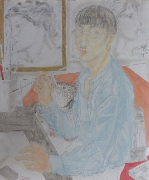 泰西名画模写画とオリジナル絵画 コレクションの作品紹介 藤田嗣治 自画像 の模写
