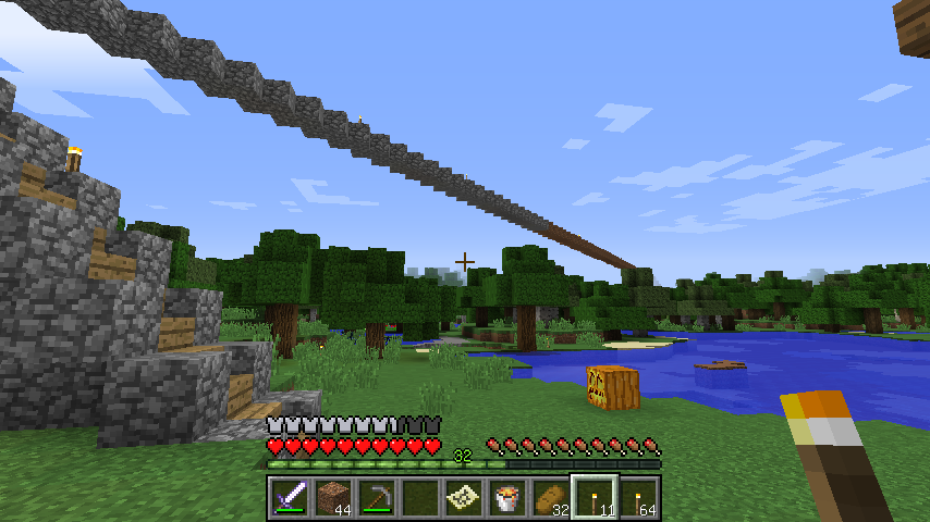 砂漠拠点への空中道路をつくる マインクラフトこつこつ開拓記