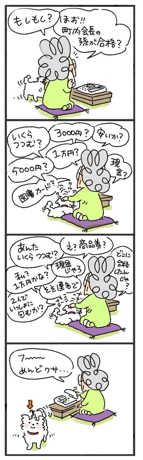 $あつをの4コマ漫画：ねりきり.おはぎ.さくらもち