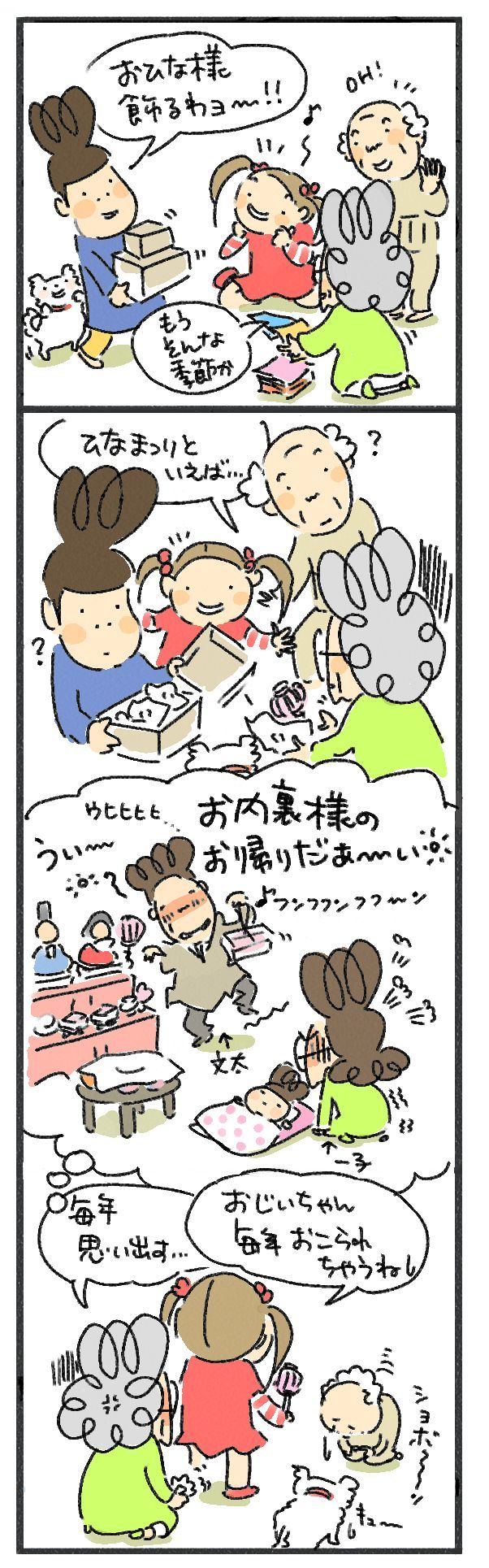 $あつをの4コマ漫画：ねりきり.おはぎ.さくらもち