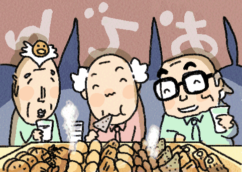 $あつをの4コマ漫画:ねりきり.おはぎ.さくらもち
