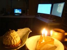 チーズケーキとロウソク