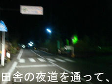 田舎の夜道を通って、
