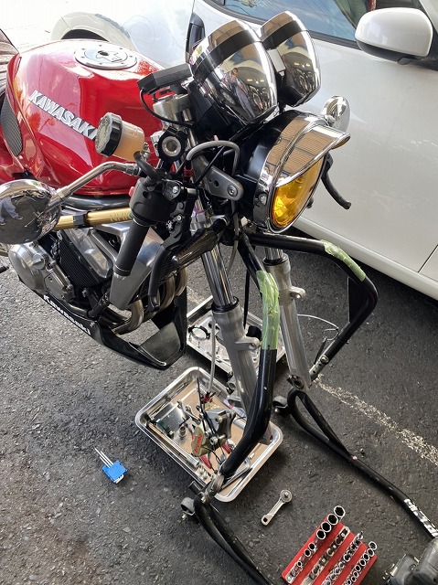 バリオス　フォーク バリオスⅡ フロントフォーク オーバーホール 準備 | 明日はどこに疾風