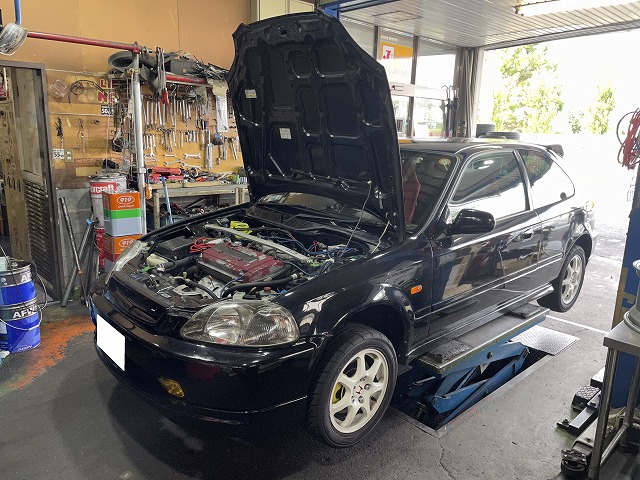 滋賀 シビックタイプr Ek9 の持ち込みエキマニ タコ足 交換 オートライフハノ オフィシャルブログ